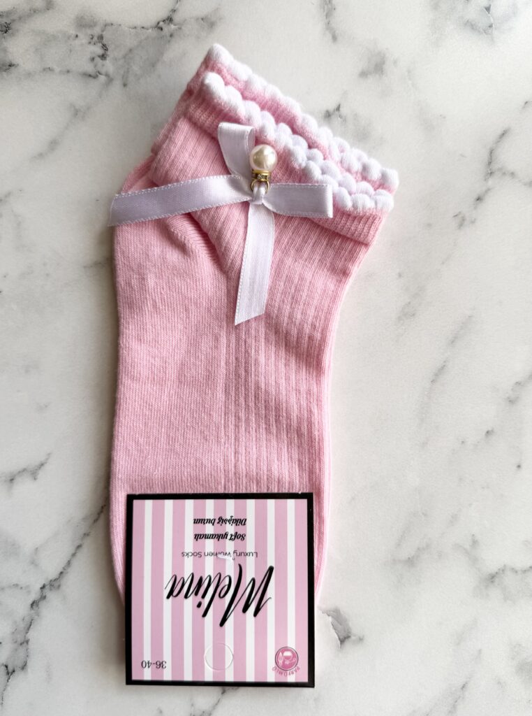Дамски чорапи, розови, панделка