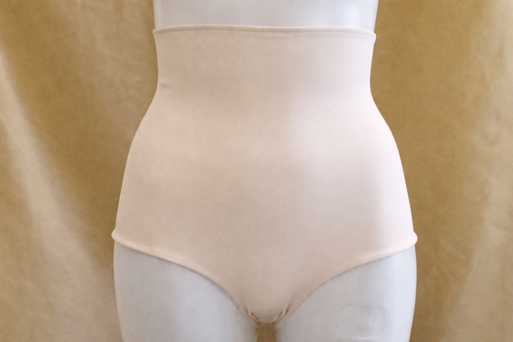 Стягащ колан, висока талия, бежов