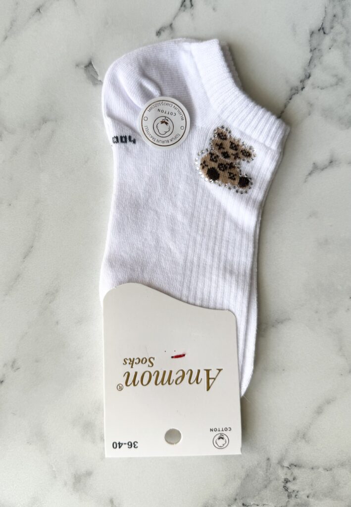 Дамски чорапи, бял, мече