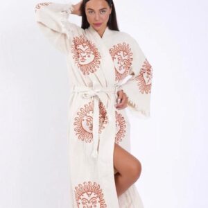 Халат от 100% органичен памук с ръчен печат и органични багрила Golden Sun